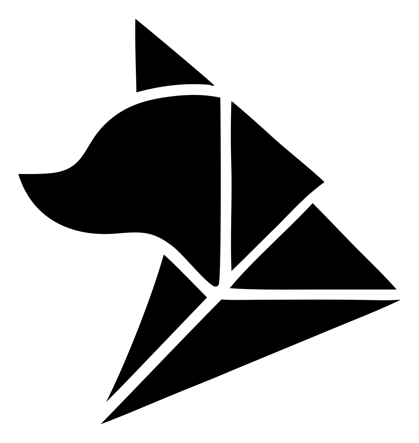 Tangram-Style Angular Fox Profile Mark #ffffff/#000000