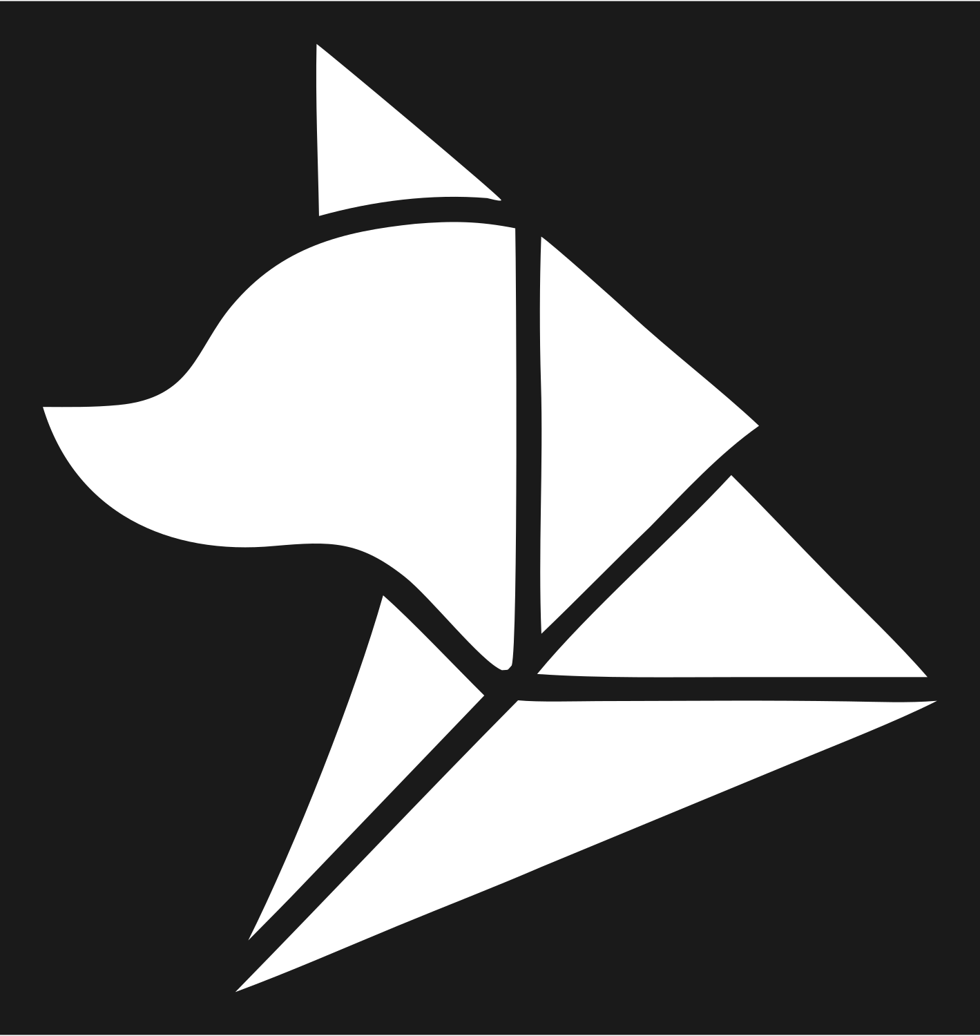 Tangram-Style Angular Fox Profile Mark #1a1a1a/#ffffff