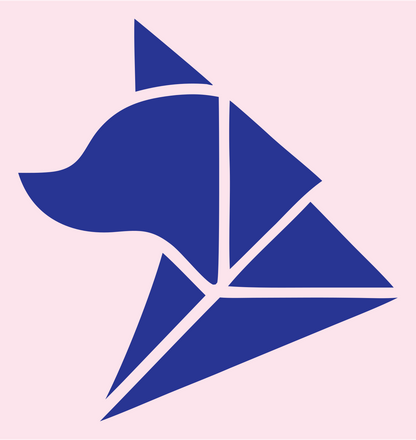 Tangram-Style Angular Fox Profile Mark #fce4ec/#283593