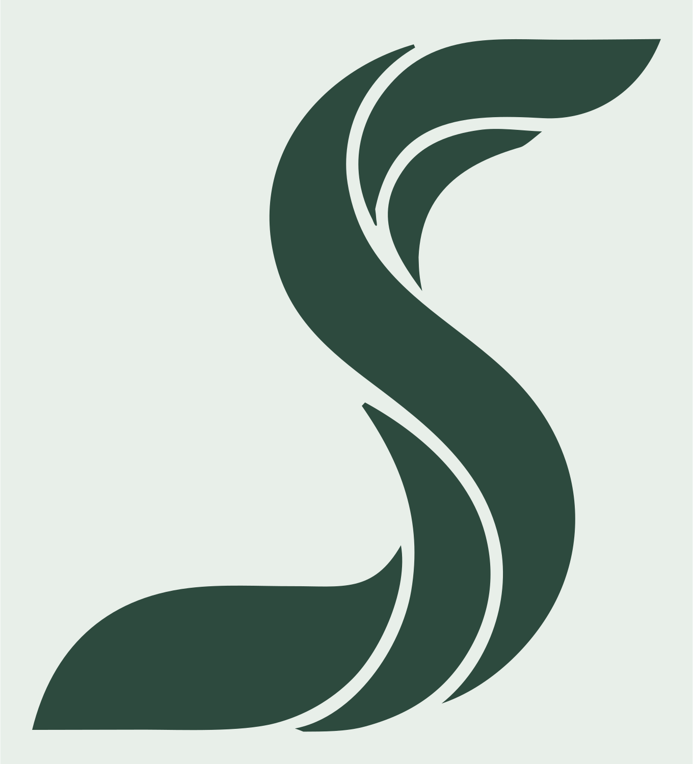 Fluid Layered Fox Tail Swirl Mark #e8efe9/#2d4a3e