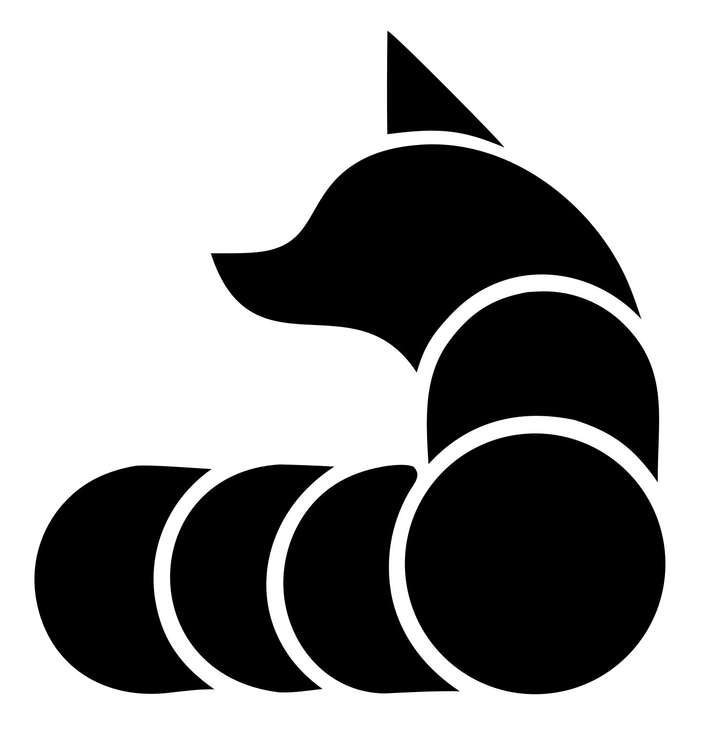 Layered Circle Coiled Fox Body Mark #ffffff/#000000