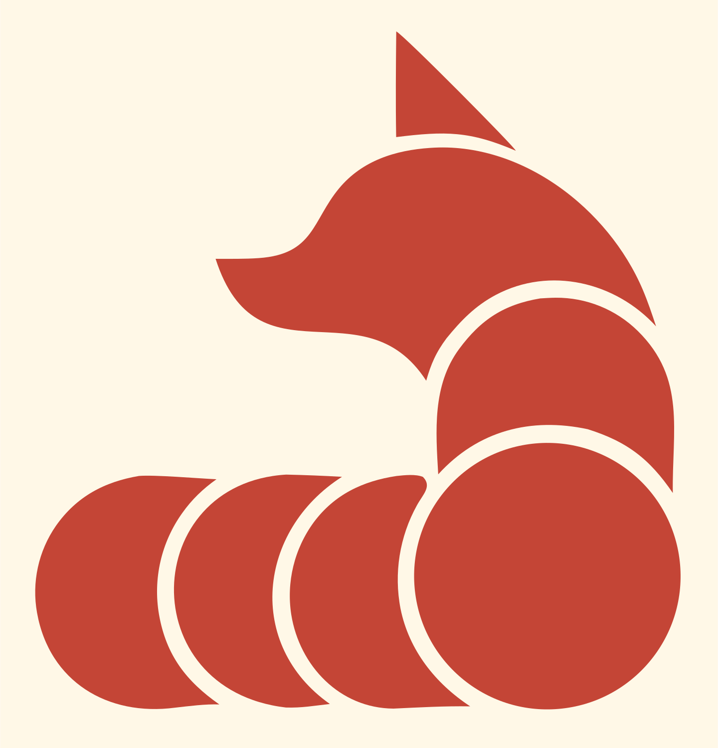 Layered Circle Coiled Fox Body Mark #fff8e7/#c44536