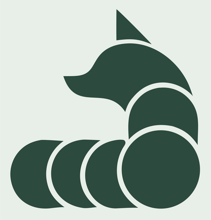 Layered Circle Coiled Fox Body Mark #e8efe9/#2d4a3e