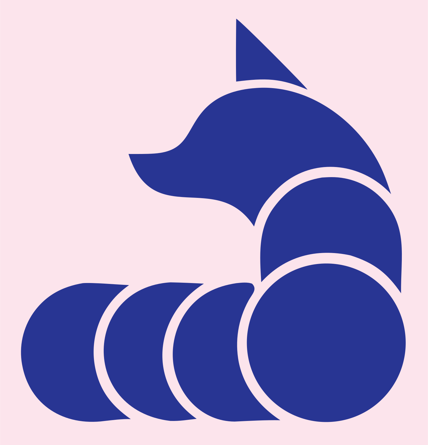 Layered Circle Coiled Fox Body Mark #fce4ec/#283593