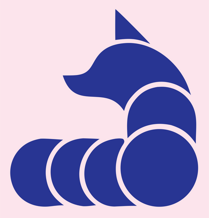 Layered Circle Coiled Fox Body Mark #fce4ec/#283593