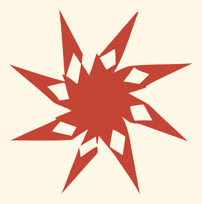 Jagged Shard Burst Explosion Fox Mark #fff8e7/#c44536