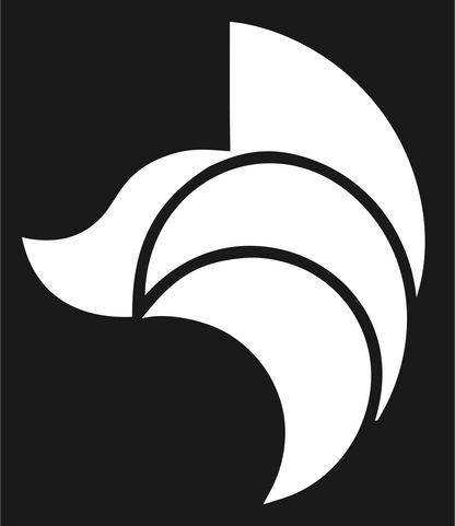 Layered Overlap Swooping Fox Ear Badge #1a1a1a/#ffffff