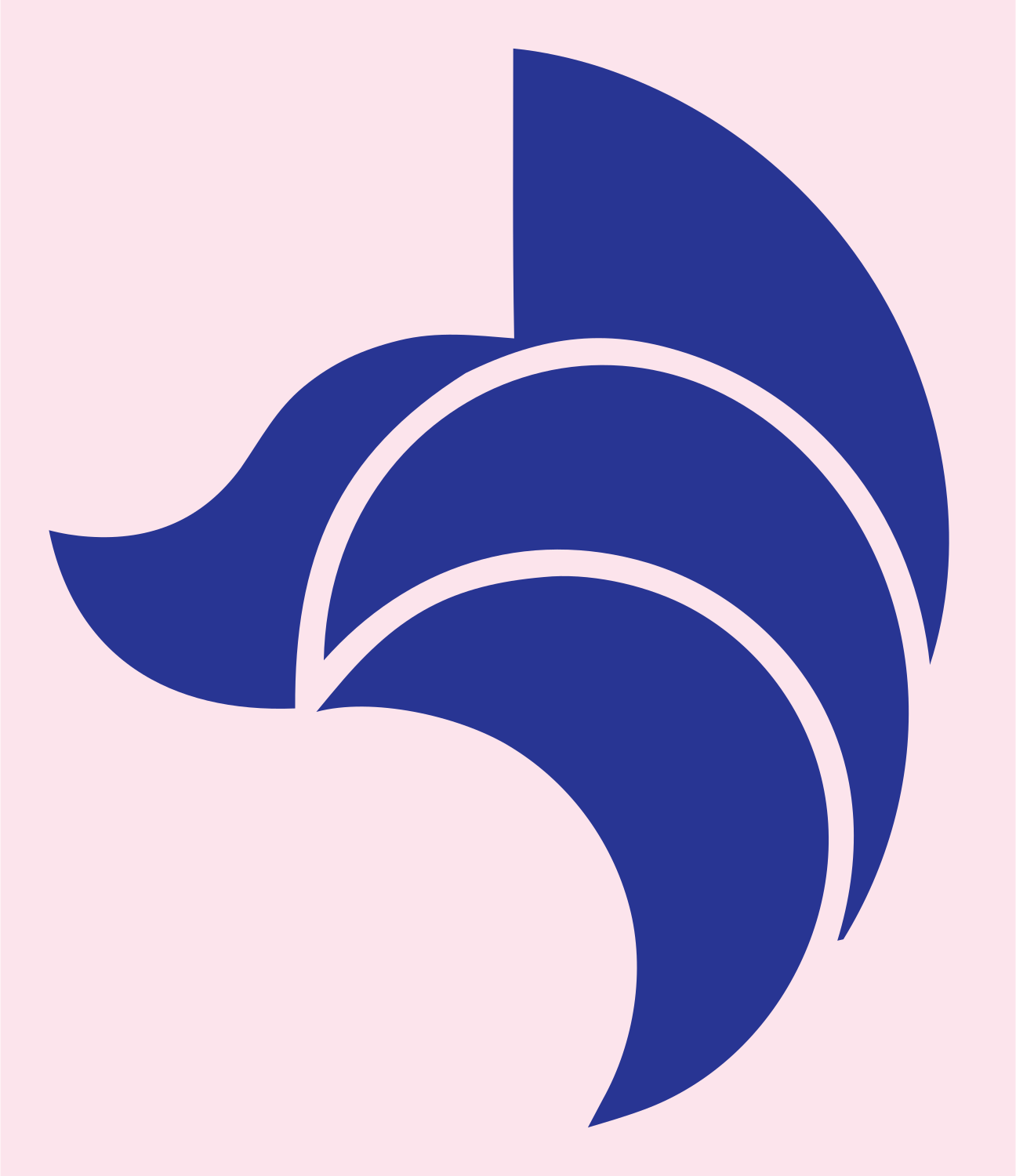 Layered Overlap Swooping Fox Ear Badge #fce4ec/#283593