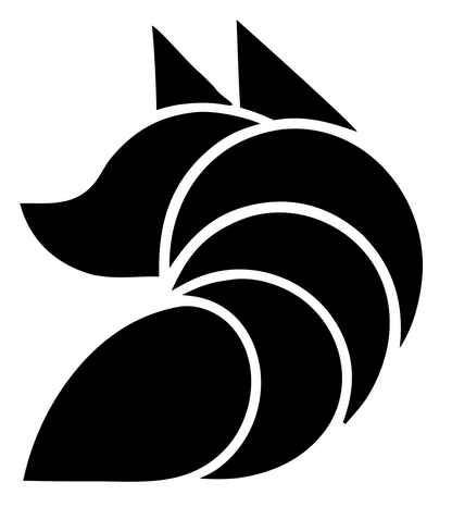 Layered Overlap Swooping Fox Profile Badge #ffffff/#000000