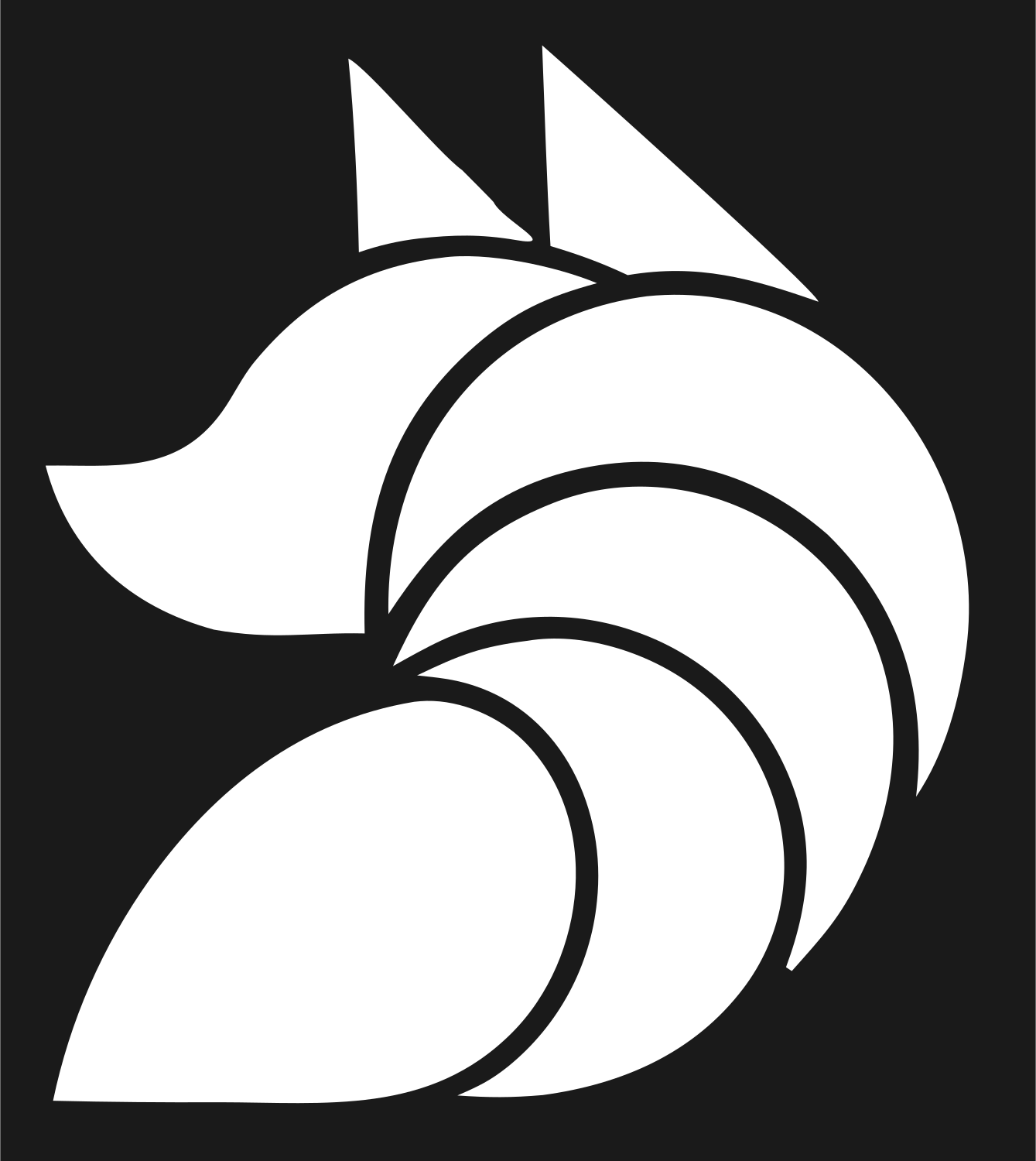 Layered Overlap Swooping Fox Profile Badge #1a1a1a/#ffffff
