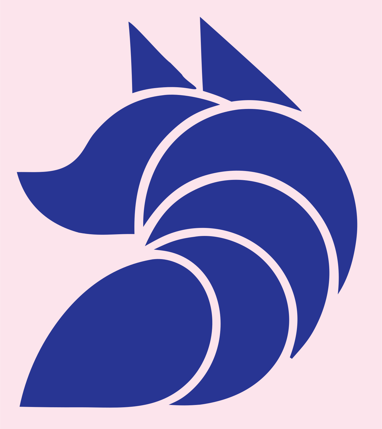 Layered Overlap Swooping Fox Profile Badge #fce4ec/#283593