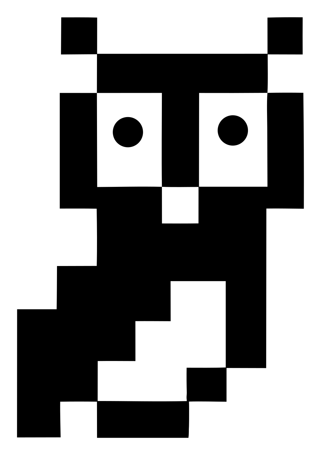 Retro 8-Bit Pixel Owl Icon #ffffff/#000000