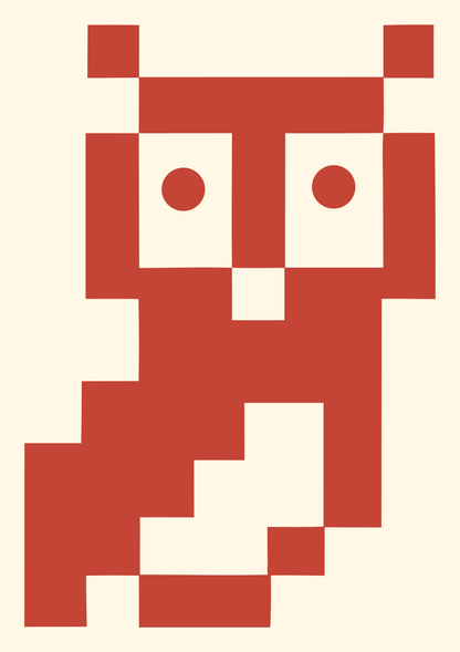 Retro 8-Bit Pixel Owl Icon #fff8e7/#c44536