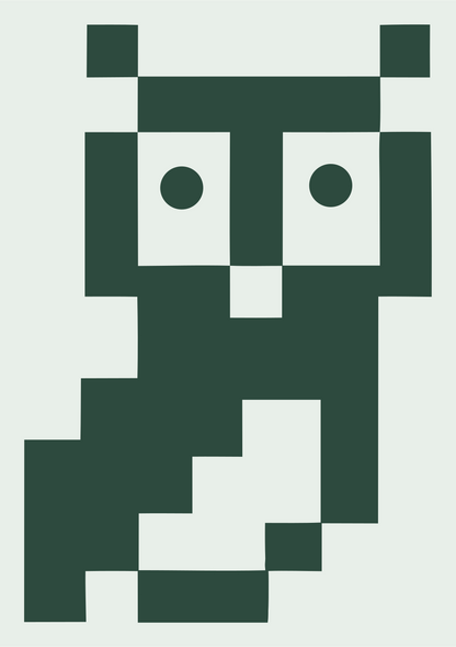 Retro 8-Bit Pixel Owl Icon #e8efe9/#2d4a3e
