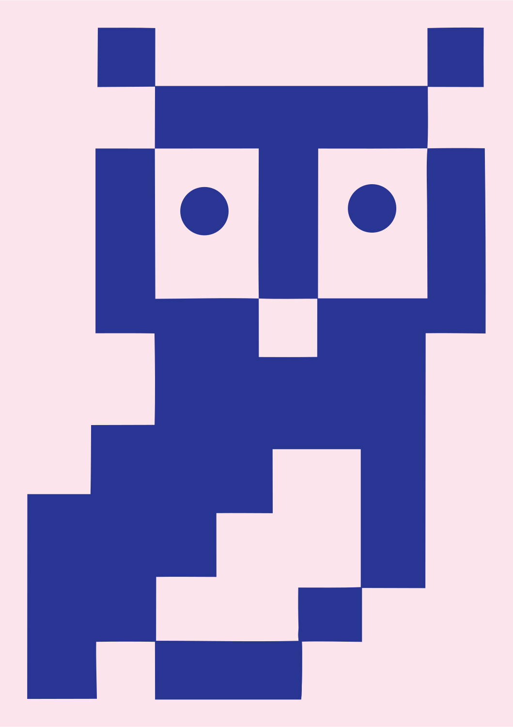 Retro 8-Bit Pixel Owl Icon #fce4ec/#283593