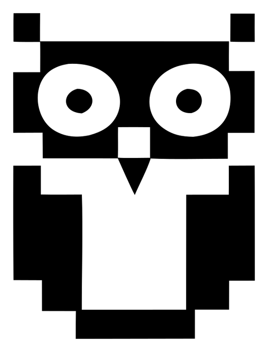 Chunky Pixel Art Owl Mascot Badge