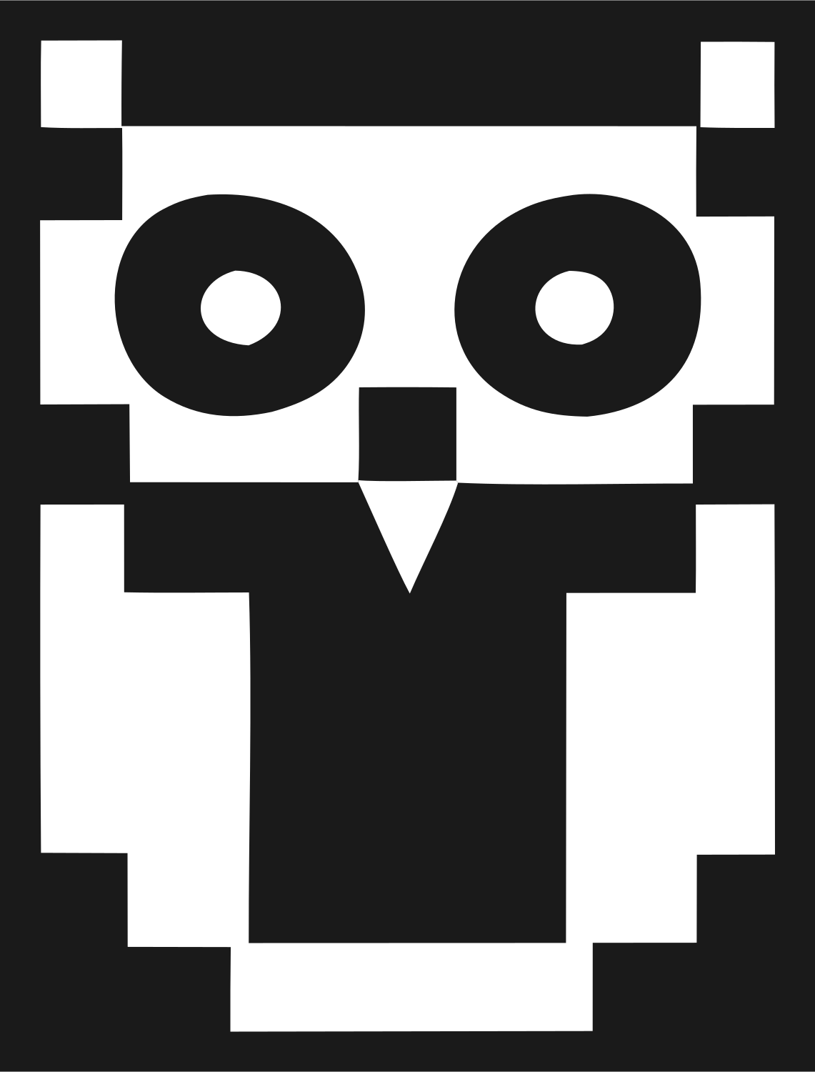 Chunky Pixel Art Owl Mascot Badge #1a1a1a/#ffffff