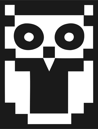 Chunky Pixel Art Owl Mascot Badge #1a1a1a/#ffffff