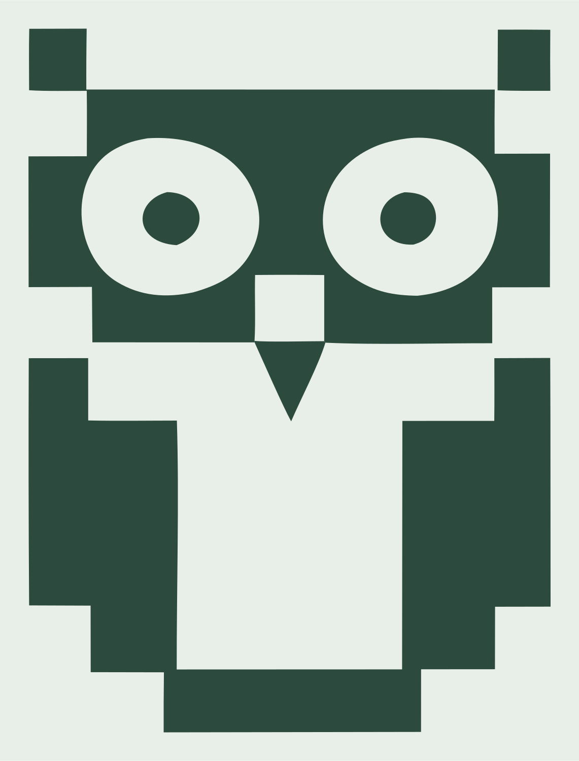 Chunky Pixel Art Owl Mascot Badge #e8efe9/#2d4a3e