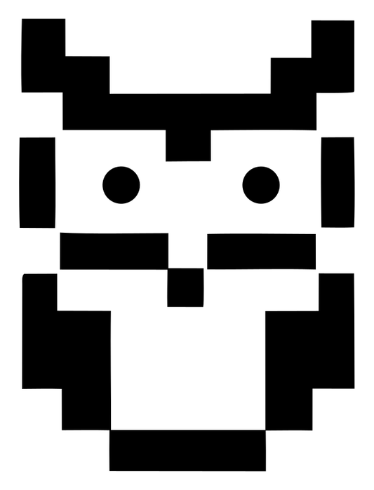 8-Bit Blocky Horned Owl Emblem