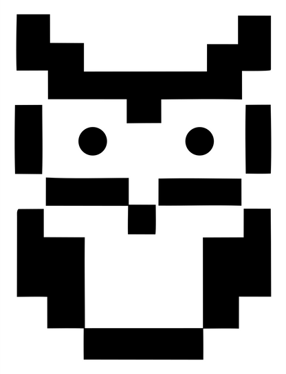8-Bit Blocky Horned Owl Emblem #ffffff/#000000