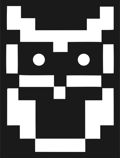 8-Bit Blocky Horned Owl Emblem #1a1a1a/#ffffff
