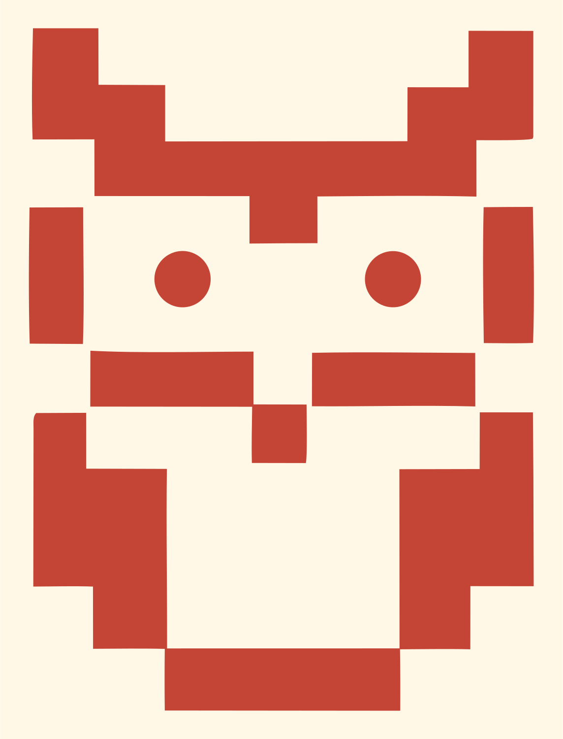 8-Bit Blocky Horned Owl Emblem #fff8e7/#c44536