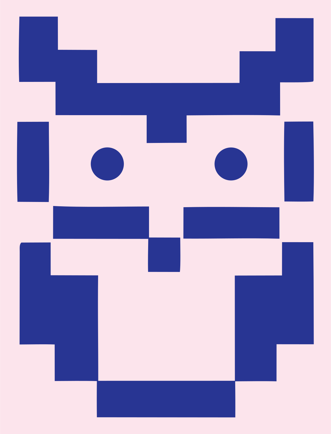8-Bit Blocky Horned Owl Emblem #fce4ec/#283593