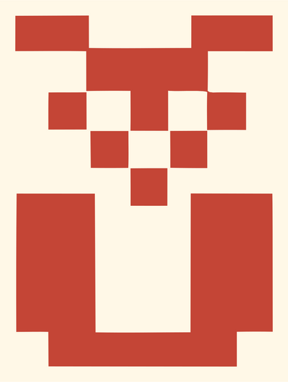 Pixel Grid Sitting Owl Crest #fff8e7/#c44536