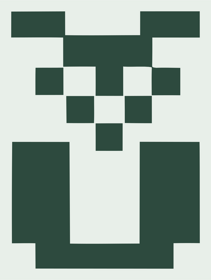 Pixel Grid Sitting Owl Crest #e8efe9/#2d4a3e
