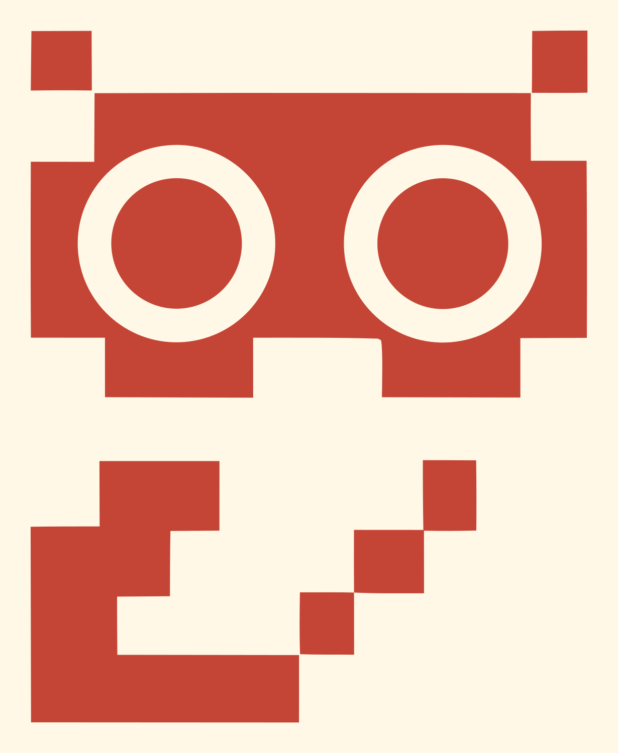 Arcade Sprite Staring Owl Mark #fff8e7/#c44536