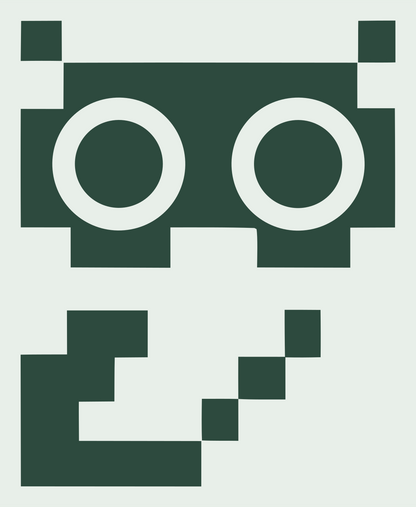 Arcade Sprite Staring Owl Mark #e8efe9/#2d4a3e