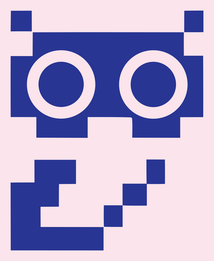 Arcade Sprite Staring Owl Mark #fce4ec/#283593