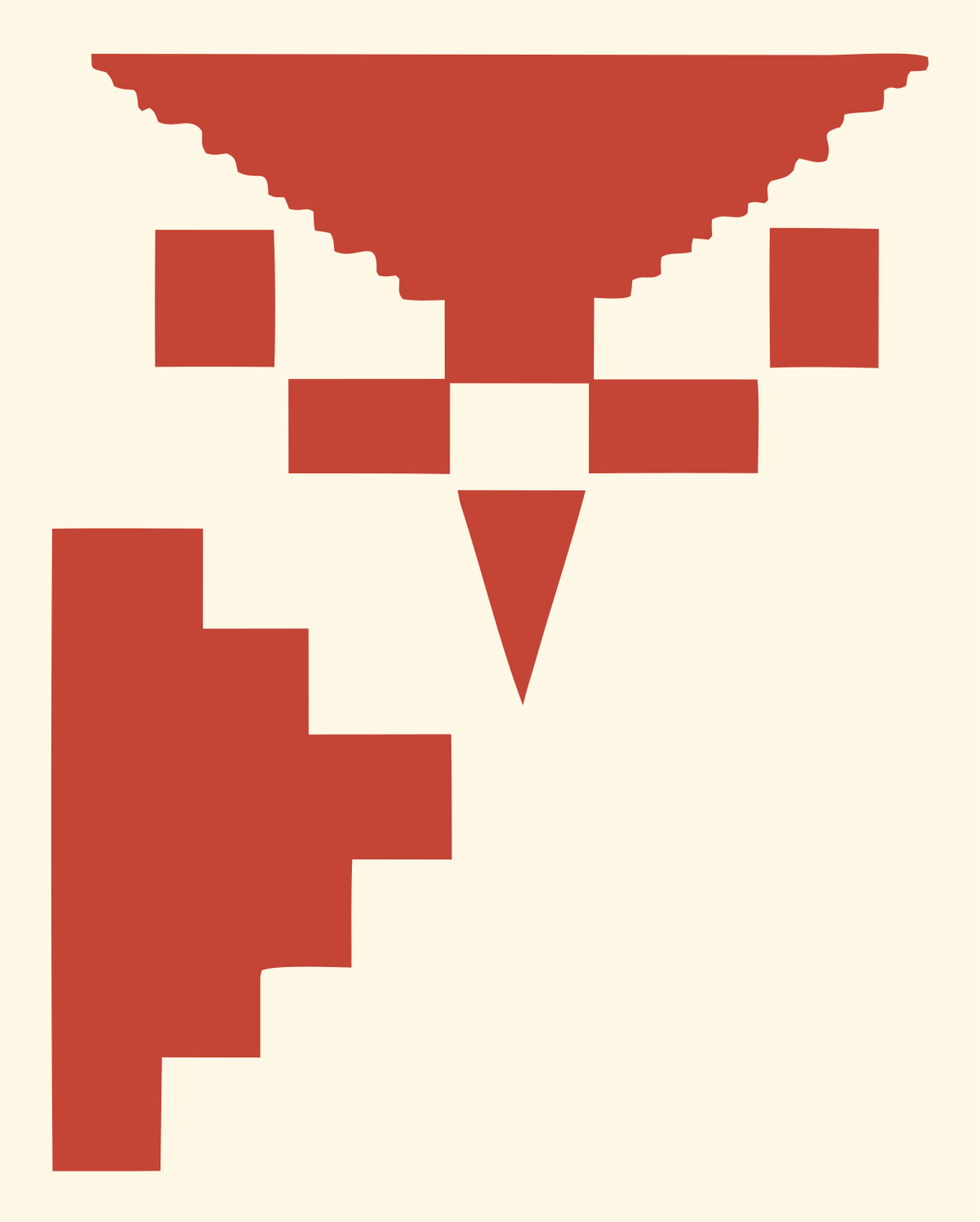 Retro Pixel Staircase Owl Icon #fff8e7/#c44536
