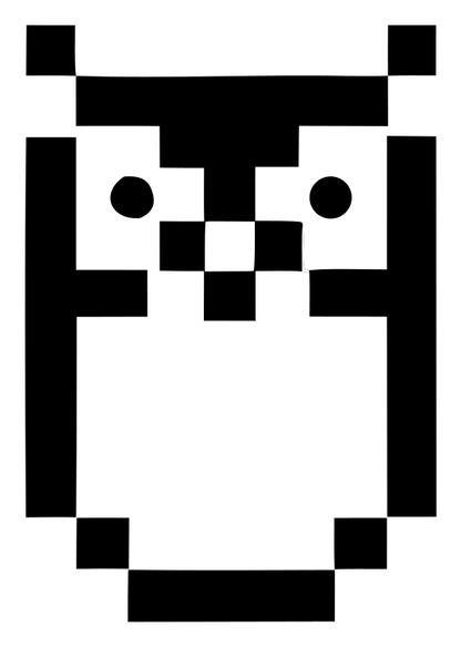 Chunky Pixel Bitmapped Owl Emblem