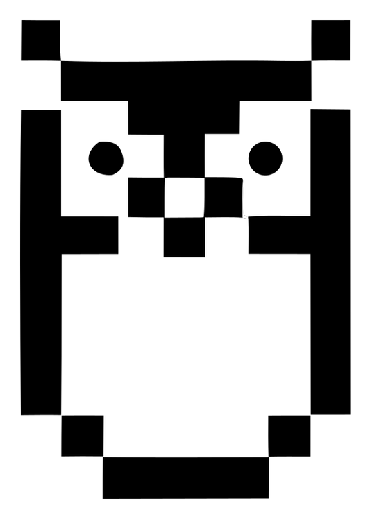 Chunky Pixel Bitmapped Owl Emblem