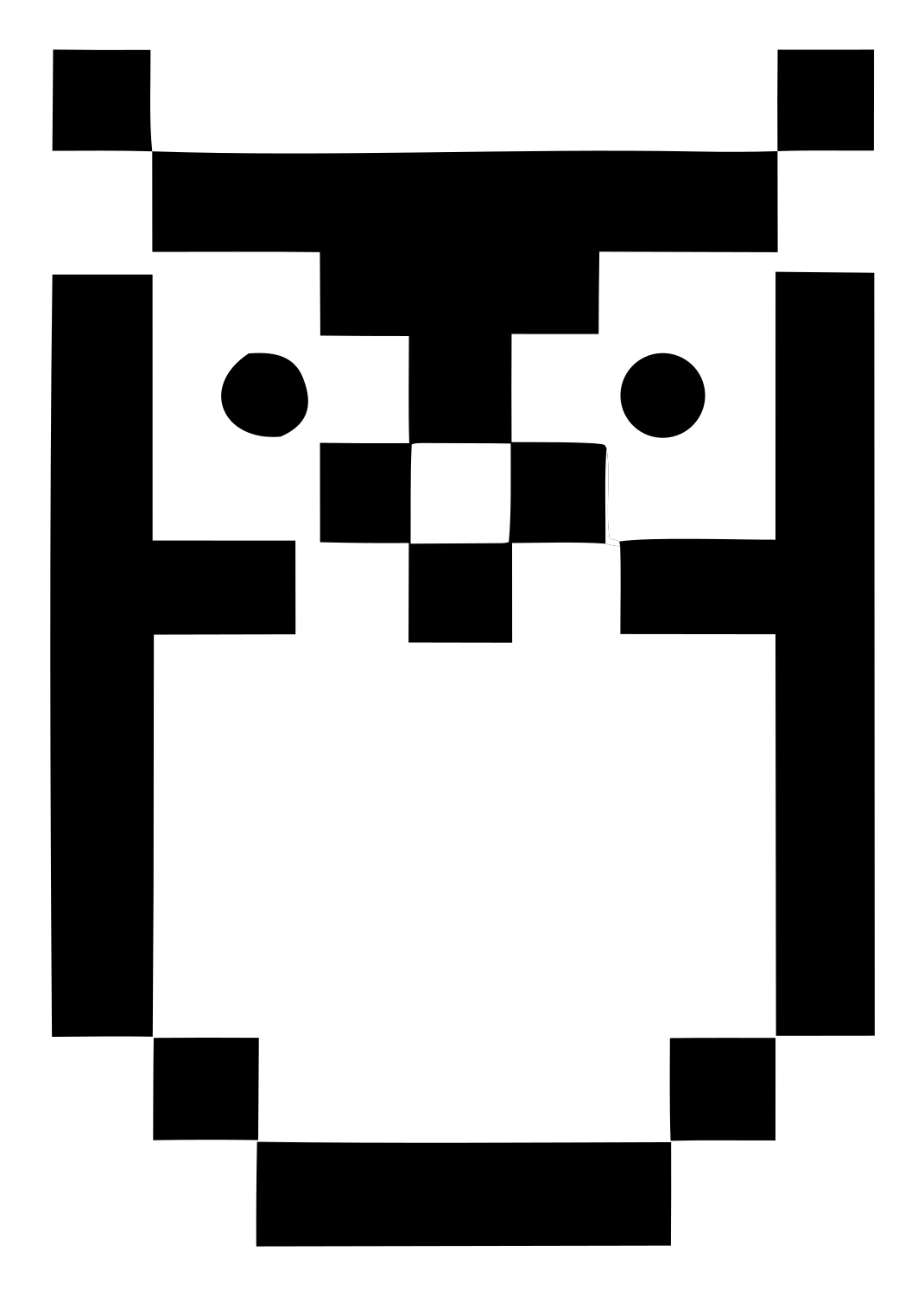 Chunky Pixel Bitmapped Owl Emblem #ffffff/#000000