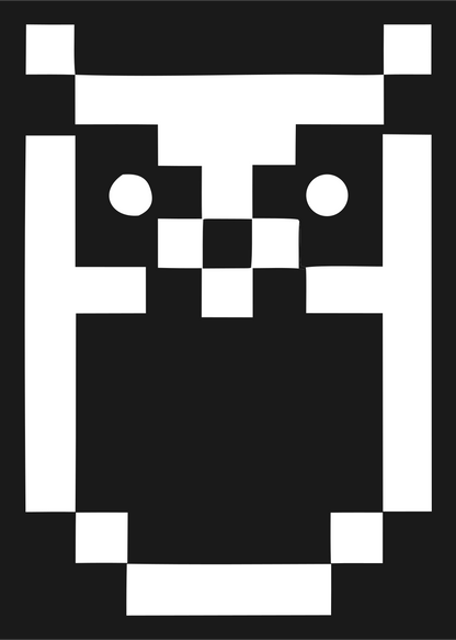 Chunky Pixel Bitmapped Owl Emblem #1a1a1a/#ffffff
