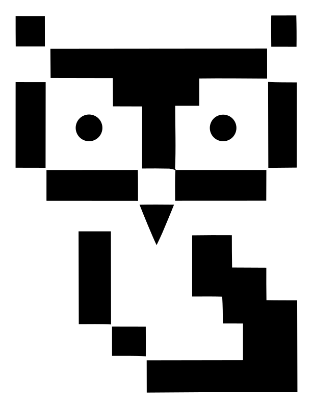 Blocky Pixel Front-Facing Owl Mark