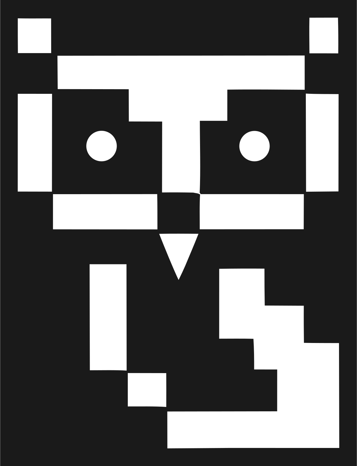 Blocky Pixel Front-Facing Owl Mark #1a1a1a/#ffffff