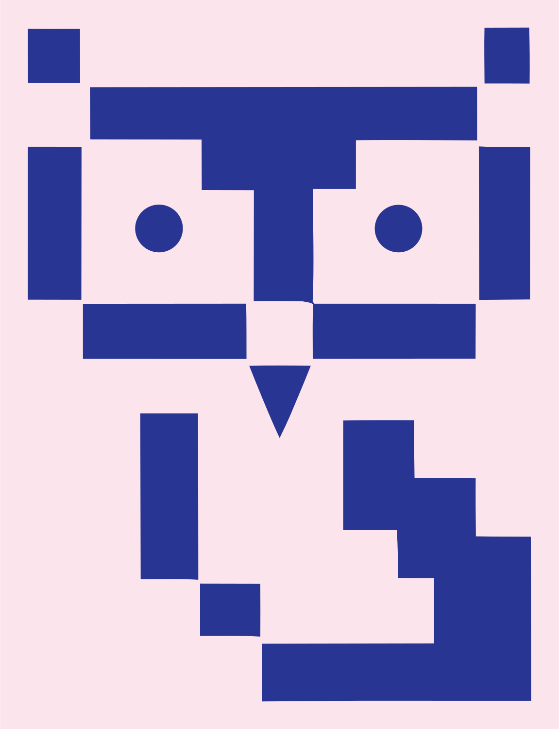 Blocky Pixel Front-Facing Owl Mark #fce4ec/#283593