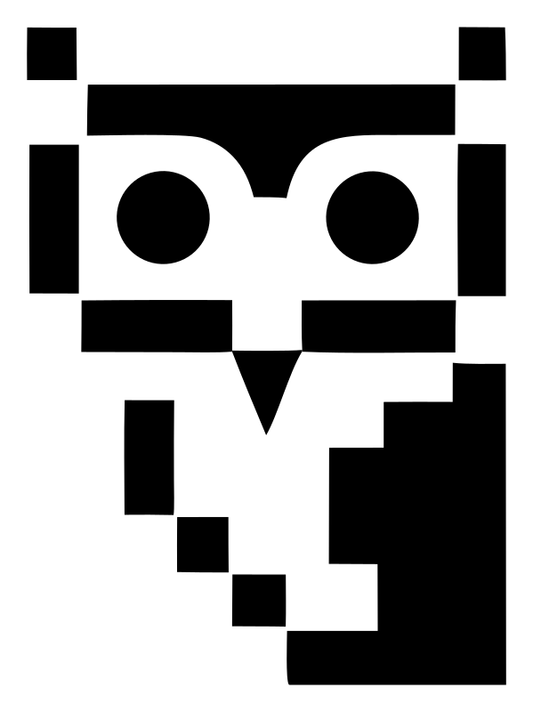 Square Block Stacked Owl Portrait Crest