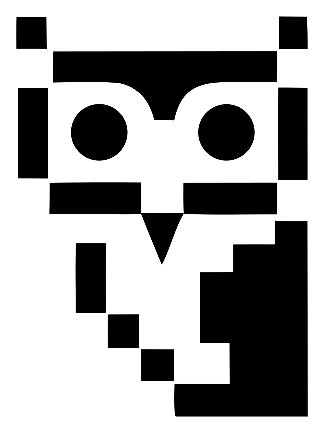 Square Block Stacked Owl Portrait Crest #ffffff/#000000