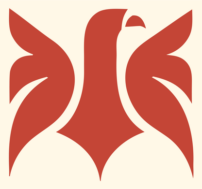 Swiss Style Perched Eagle Silhouette Mark #fff8e7/#c44536
