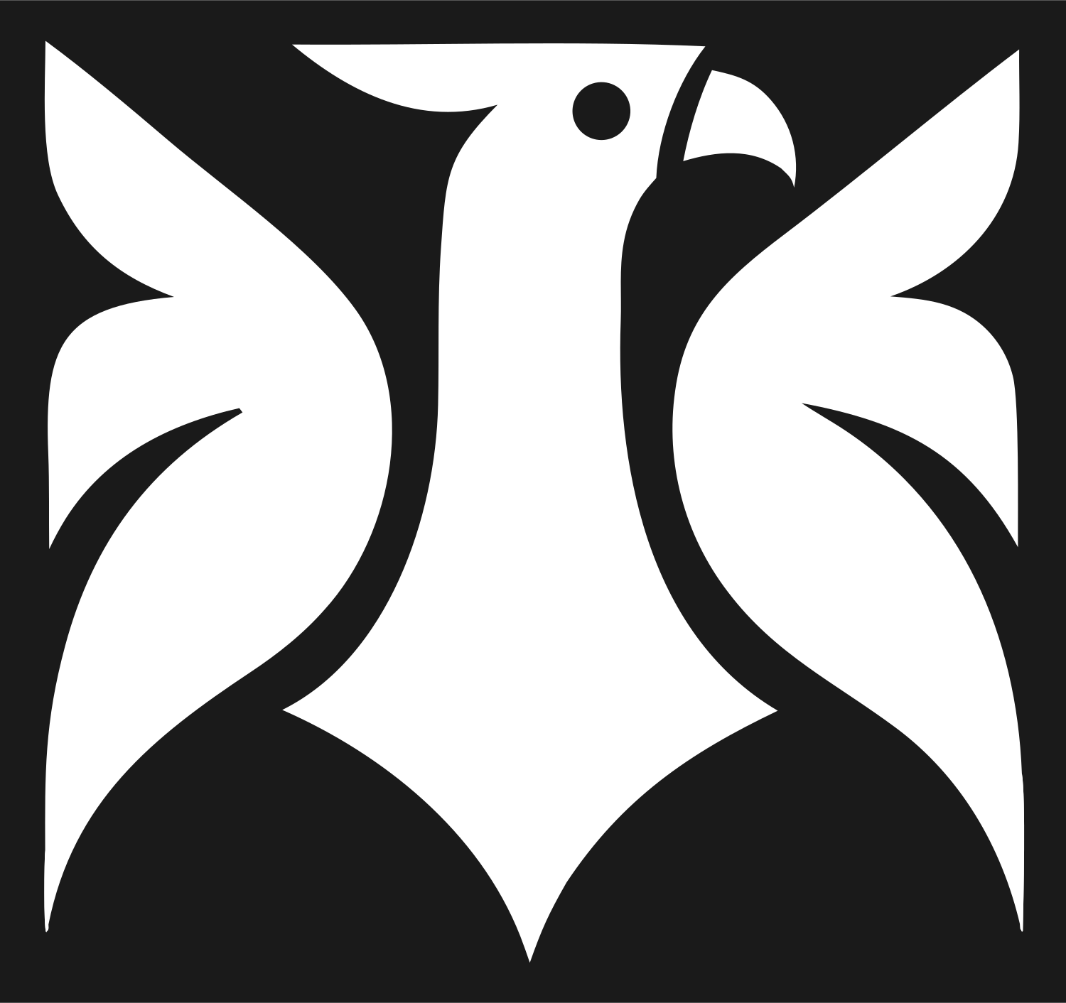 Swiss Style Frontal Eagle Raised Wings Emblem #1a1a1a/#ffffff