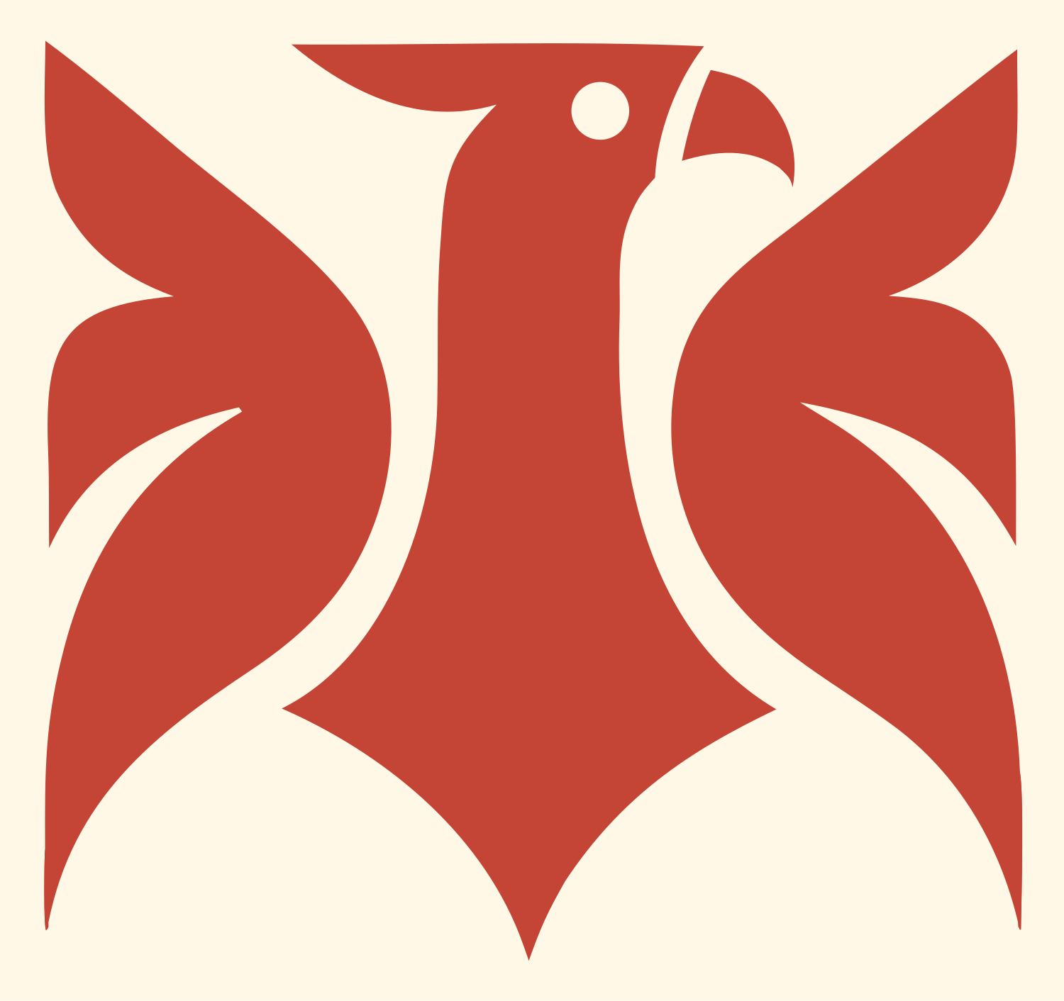 Swiss Style Frontal Eagle Raised Wings Emblem #fff8e7/#c44536