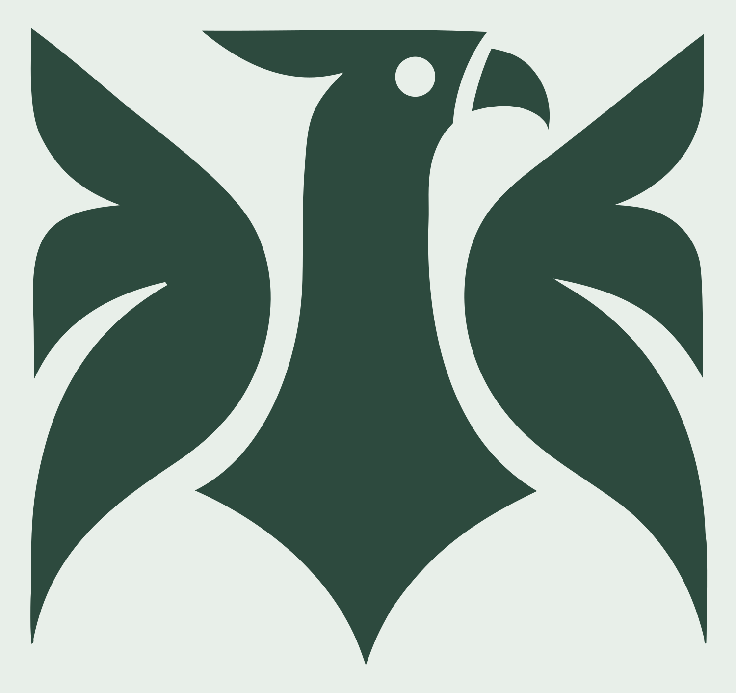 Swiss Style Frontal Eagle Raised Wings Emblem #e8efe9/#2d4a3e