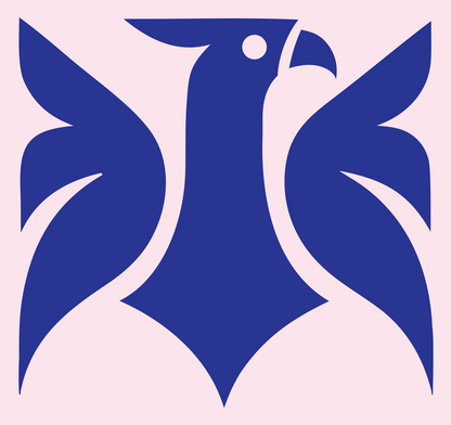 Swiss Style Frontal Eagle Raised Wings Emblem #fce4ec/#283593