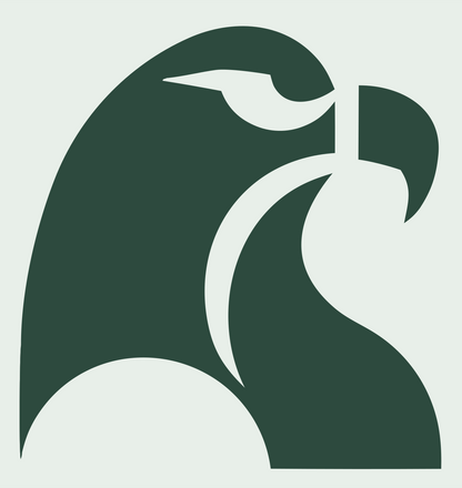 Swiss Style Hooked Beak Raptor Profile Mark #e8efe9/#2d4a3e