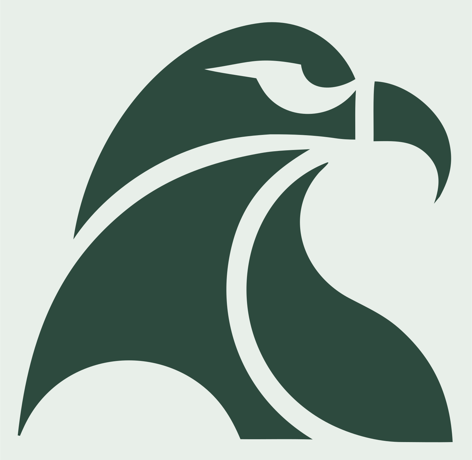 Swiss Style Hooked Beak Raptor Head Mark #e8efe9/#2d4a3e